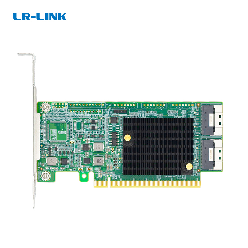 Lr-Link LRNV9F24 PCIe x16 to Two SlimSAS SFF-8654 8i Retimer Adapter, Support up to 4 NVMe SSDs