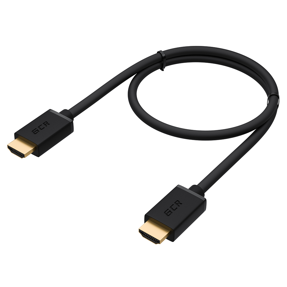 GCR Кабель 1.0m HDMI Ultra HD 4K 60Hz, Full HD, 3D, черный, 24K GOLD, 30/30 AWG, 2 Х экран
