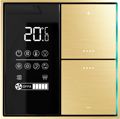 Donel Многофункциональный комнатный термостат KNX,ЖК-экран, встроенный датчик температуры, глянцевое золото, Cерия DKNX