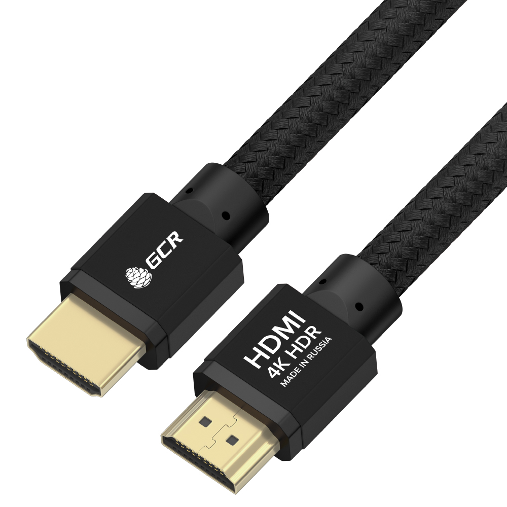 GCR PRO Кабель PROF 0.5m HDMI 2.0, ECO Soft капрон, черный, AL корпус, HDR 4:4:4, UHD 4K60Hz/5K30Hz 3D, 18Гбит/с, медь, 3Х экран с армированием