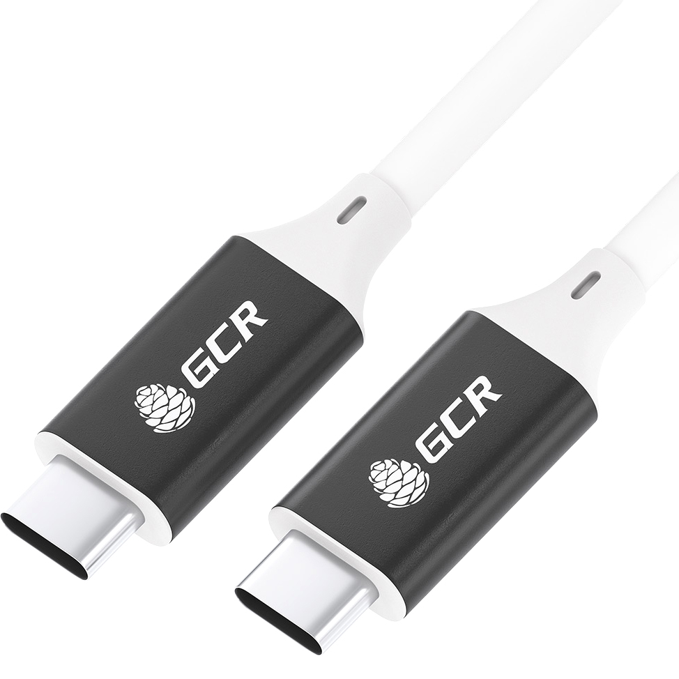 GCR Кабель USB 3.1 (USB 3.2 Gen 2) Type C-С, 1.0m, 100W/20V/5A, M/M, медь, 10 Гбит/с, 4K, белый, AL сase черный, экран, армирование