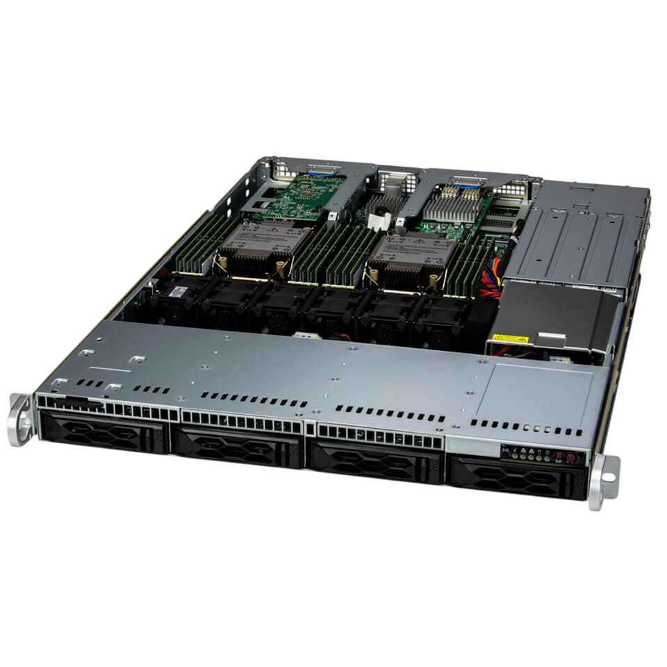 Серверная платформа/ SYS-611C-TN4R (bundle5): 1U / 2x LGA-4677 / 16x DDR5 RDIMM / 4x 2.5 NVMe*/SATA/SAS* / 1x SSD NVME 400GB, M.2 / 1x 2-ports GbE RJ45 Intel i350-AM2 / 2x 860W Power (4 SATA config, + TPM 2.0)