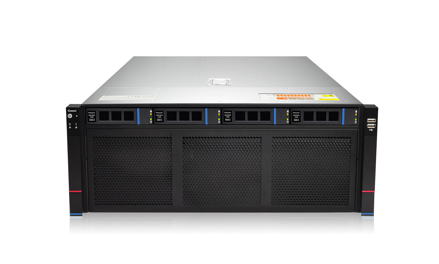 Серверная платформа/ Gooxi ASR4110G-D10R-G2 4U 10 bay server with direct bp,based on AMD 7003 series 10x PCIE slots ar rear ,support 10 GPU cards 2x 2.5" rear SAS/SATA 4x2000W PSU 10x GPU cables (3090) EU power cables rail kit