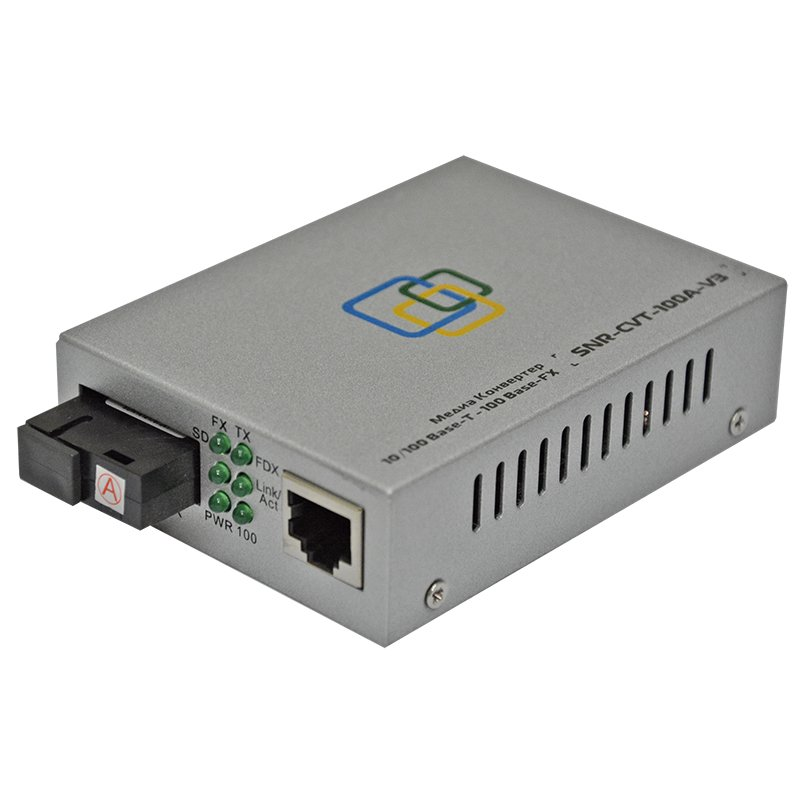 SNR SNR-CVT-100A-V3 Медиаконвертер для преобразования 10/100Base-T в 100Base-FX, Tx/Rx: 1310/1550, расстояние до 20 км.