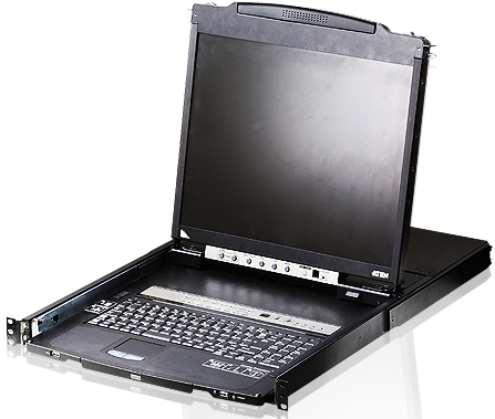 8-портовый KVM-пеКонсоль управления, LCD 19"(1280x1024), лат./рус. клав., 8-портовый KVM-переключатель, +1 remote user(SPHD18(Male)),2хUSB(Тип а Female), KVM-порты: SPHD15(Female), каскадирование./ 8P Dual RAIL LCD KVMP SWITCH 19INCH