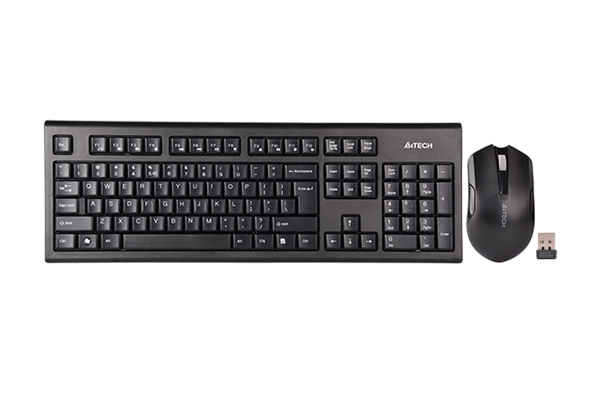 Комплект (клавиатура+мышь) A4TECH 3000NS, USB, беспроводной, черный