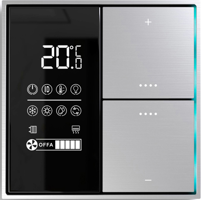 Donel Многофункциональный комнатный термостат KNX,ЖК-экран, встроенный датчик температуры, глянцевое серебро, Cерия DKNX