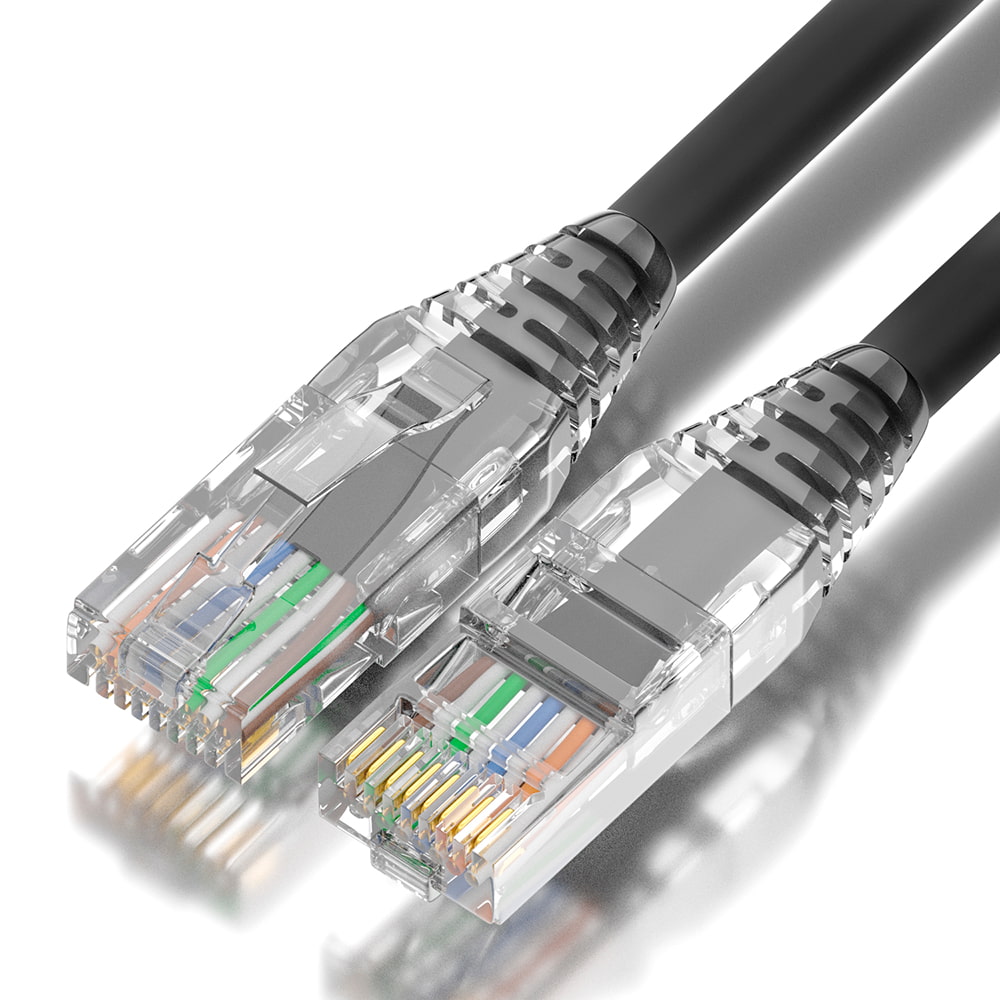 GCR PRO Патч-корд 0.5m PROF LSZH UTP кат.5e CU, черный, коннектор ABS, 24 AWG, ethernet high speed 1 Гбит/с, RJ45, T568B