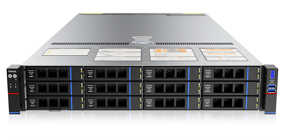 Серверная платформа/ Gooxi SL201-D12R-NV-G4 2u 12bay server with NVME bp,based on rapid sapphire 2xPCIe 5.0x16; 4xPCIe 5.0x8 2x 2.5" rear SAS/SATA 2x 2.5" rear NVMe 1300W 1+1 EU power cables