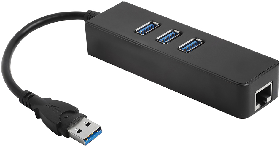 GCR PRO USB 3.0 Разветвитель на 3 порта + 10/100Mbps Ethernet Network