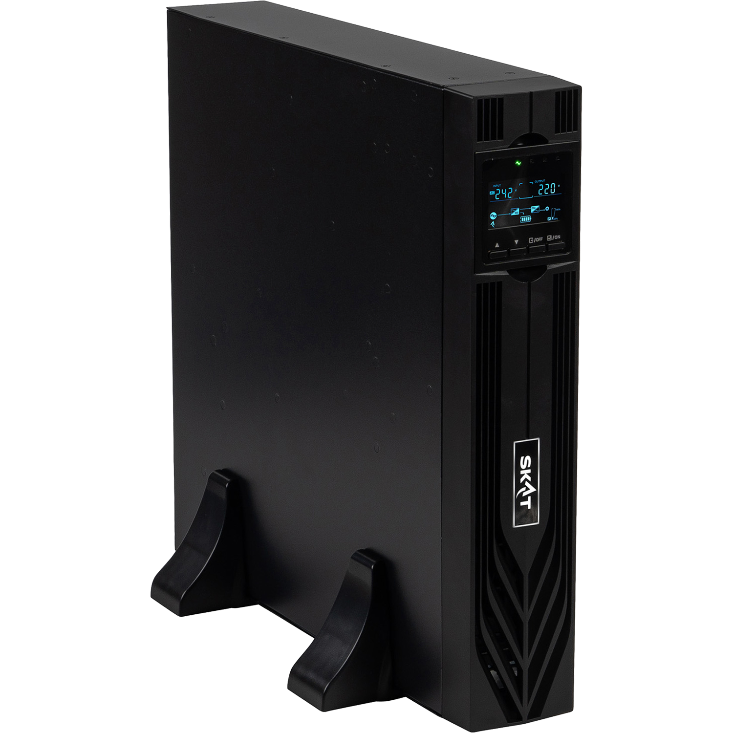 8769 SKAT-UPS 2000-RACK-ON-4X9-E P3 ИБП 2000ВА/2000 Вт, 2U, On-Line, синус, встр. АКБ 48В (4x9Ач), 8хC13, USB, RS232, RS485, параллельный порт, слот для карт (SNMP, реле), EPO, ШхГхВ 440х455х88, масса 22.7 кг