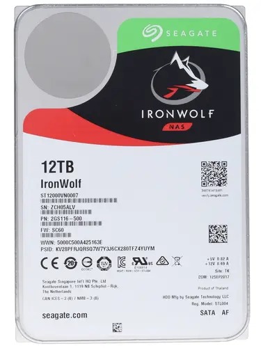 Жесткий диск/ RECERTIFIED HDD Seagate SATA 12Tb IronWolf 6Gb/s 7200 256Mb 1 year warranty (replacement ST12000VN0008) RECERTIFIED