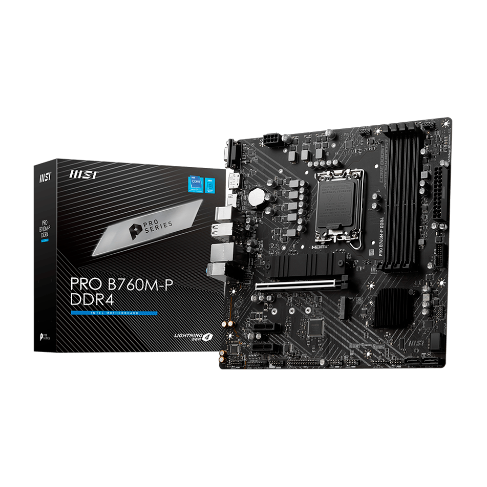 MSI PRO B760M-P DDR4 {LGA1700, 4xDDR4 4xSATA3 RAID 2xM.2 HDMI DP mATX} RTL