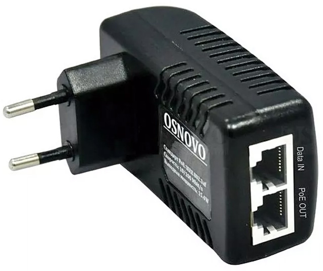 Инжектор/ OSNOVO PoE-инжектор Fast Ethernet на 1 порт, мощность PoE - до 15.4W