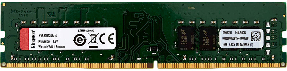 Kingston DDR4 DIMM 16GB KVR32N22D8/16 PC4-25600, 3200MHz, CL22
