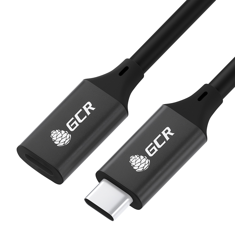 GCR PRO Удлинитель USB 3.1 (USB 3.2 Gen 2) Type C-С, 3.0m, 100W/20V/5A, M/F, медь, 10 Гбит/с, 4K, черный, AL сase, экран, армирование
