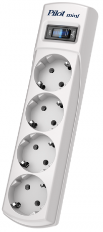 Сетевой фильтр Pilot Mini 4 розетки (евро с заземлением), 10А/2.2кВа, автомат, 1.8 м/ Surge protector Pilot Mini 4 euro outlets, 10A / 2.2kVt, automatic circuit-breaker, 1.8 m