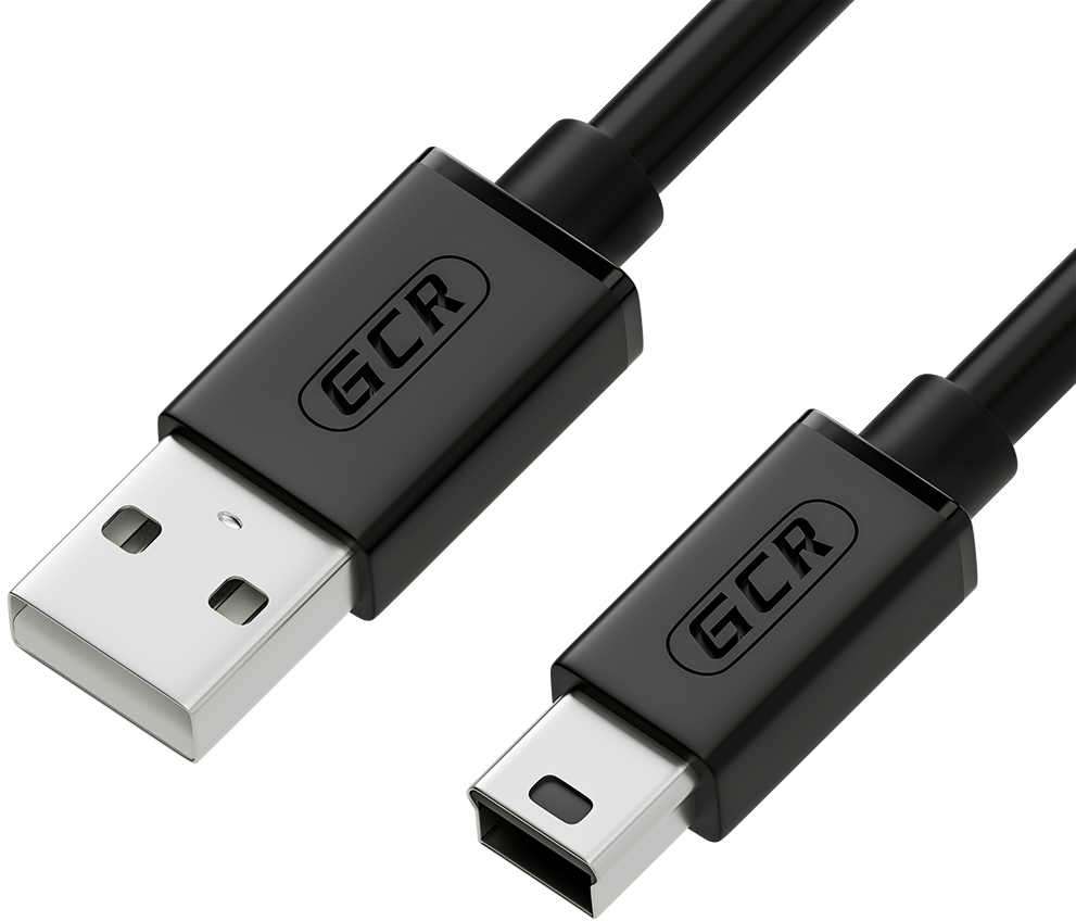 GCR Кабель 1.5m USB 2.0, AM/mini, черный, 28/24 AWG, медь, морозостойкий