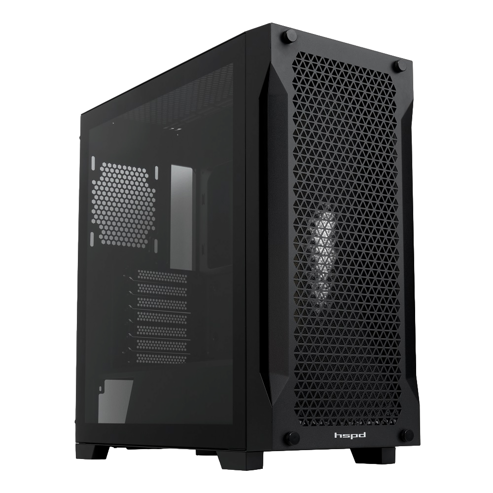 Корпус без блока питания/ Case HSPD M541, Mesh Mid Tower, Black, TG, 0.7 SPCC, no fans, ATX, mATX, mITX, 170/405/210mm, 2x2.5", 2x3.5", 7xPCI, 1xUSB-A 3.0, 2xUSB-A 2.0, 465x220x485mm