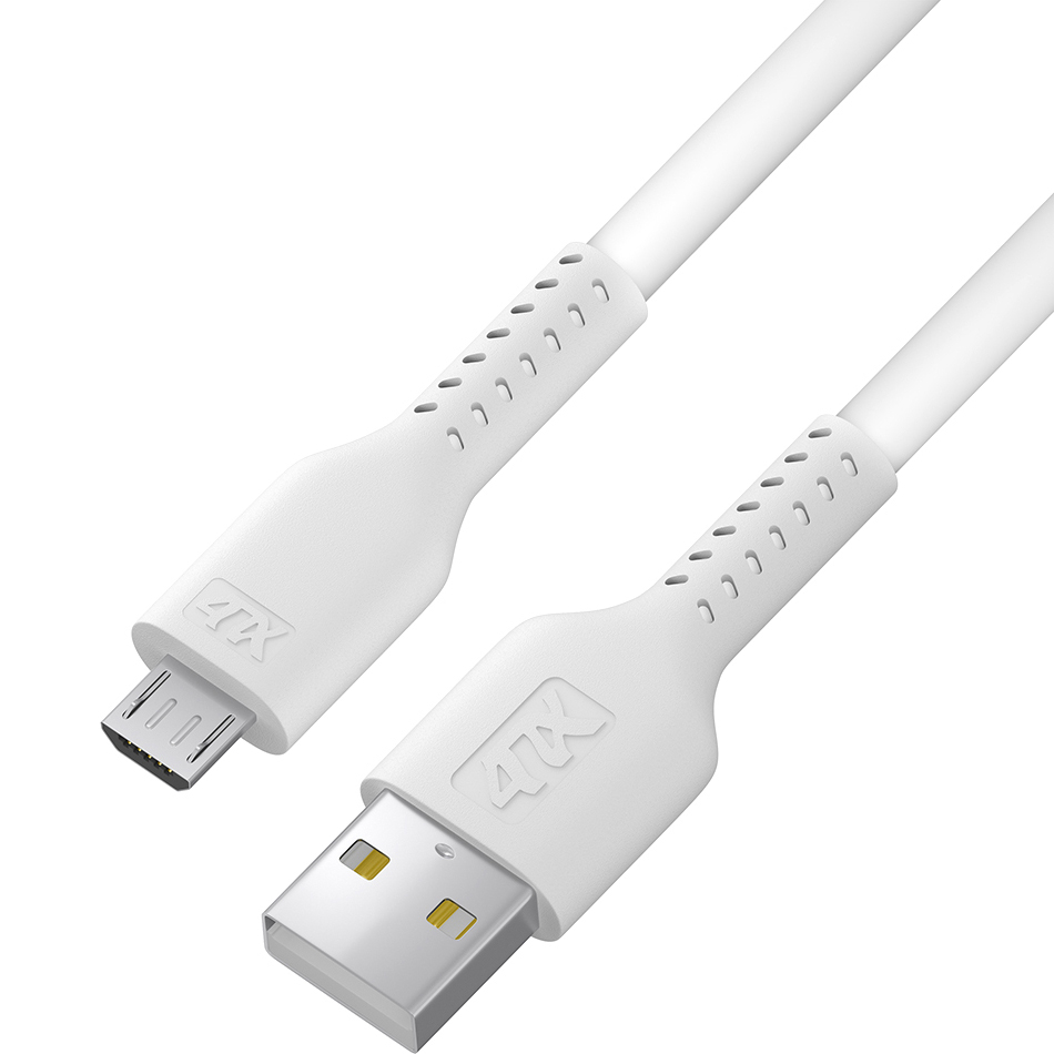 4ПХ Кабель 1.0m MicroUSB, белый, белый ПВХ