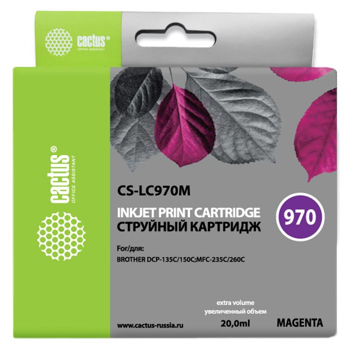 CACTUS LC-970M Картридж для Brother Brother DCP-135C/150C/MFC-235C/260C, (20мл), пурпурный