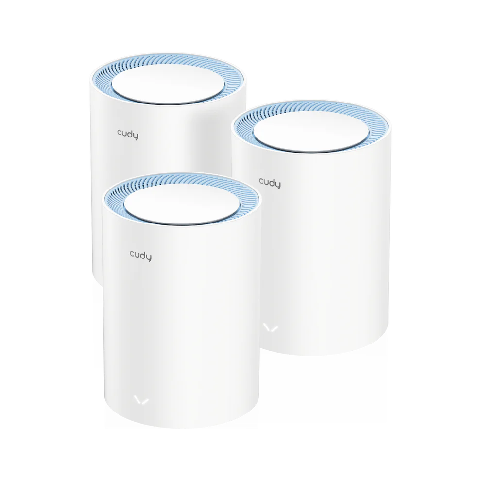 Wi-Fi Mesh-система/ AC1200 Wi-Fi Mesh Solution 3-Pack, Chipset MediaTek, Dual-Band, 867Mbps at 5GHz + 300Mbps at 2.4GHz, 802.11ac/a/b/g/n, 2 Fast Ethernet Ports, 2 internal antennas, MU-MIMO, DDNS,Zerotier/Wireguard/OpenVPN/IPSec/L2TP/PPTP VPN, DNS over Cloudflare/Google/Quad9, IPv6, Seamless Roaming, TR069/TR098/TR111/TR181, Cudy Mesh, Cudy APP