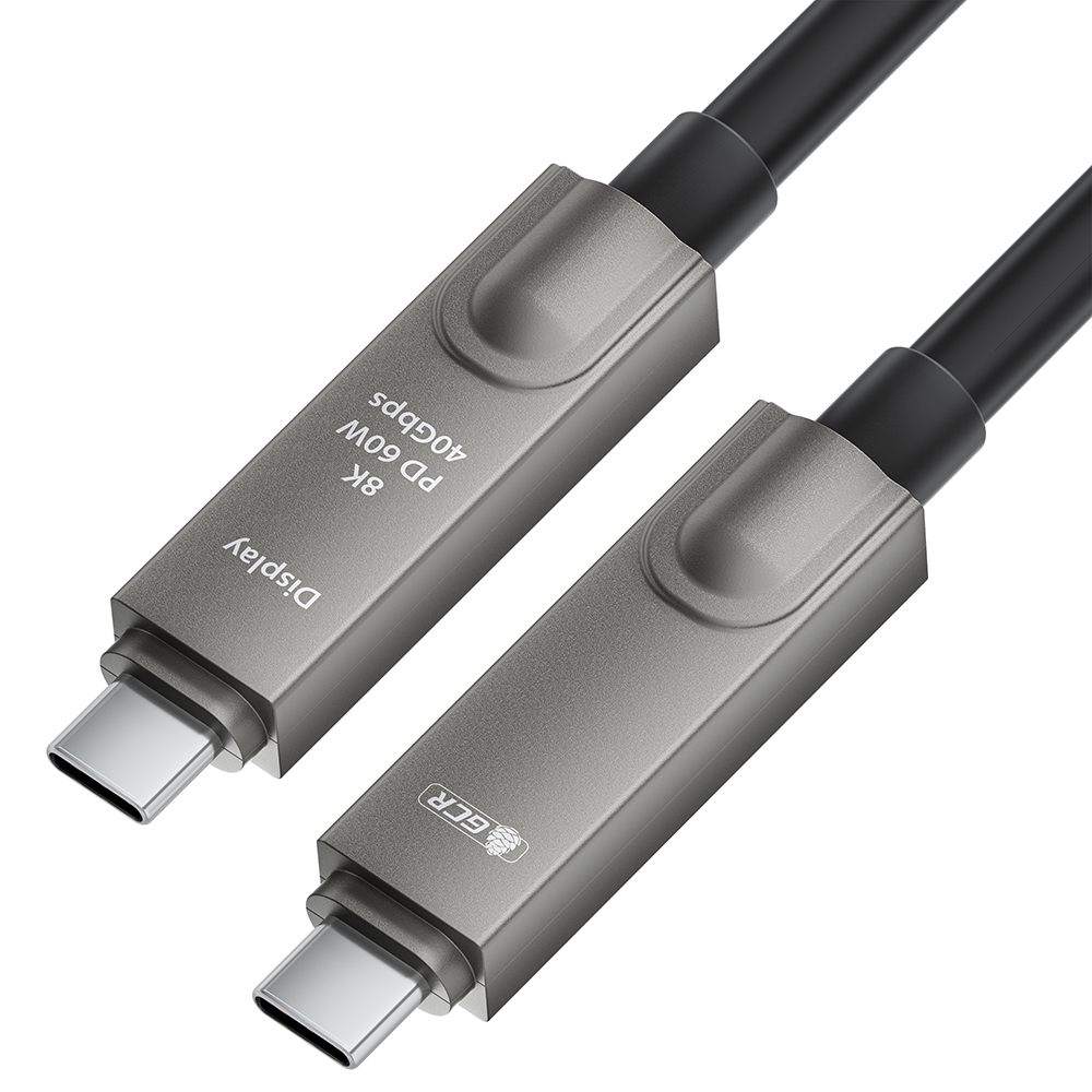 GCR PRO Кабель AOC Type-C 15.0m оптический 8K60Hz, 40Gbps, PD 60W, M/M, черный
