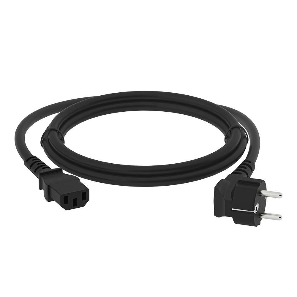 GCR PRO Кабель питания PROF черный, 1.5m, евровилка угловая Schuko - С13, 3*1,0mm, медь