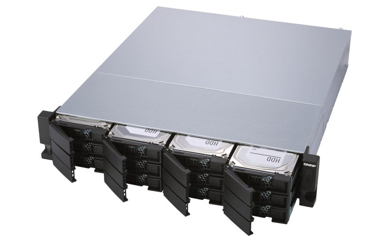 QNAP TL-R1200S-RP SATA 6GB/s JBOD storage enclosure, 12-tray 3,5"/2,5" w/o HDD, 3 x SFF-8088, 2 PSU. Rackmount. W/o rail kit RAIL-B02