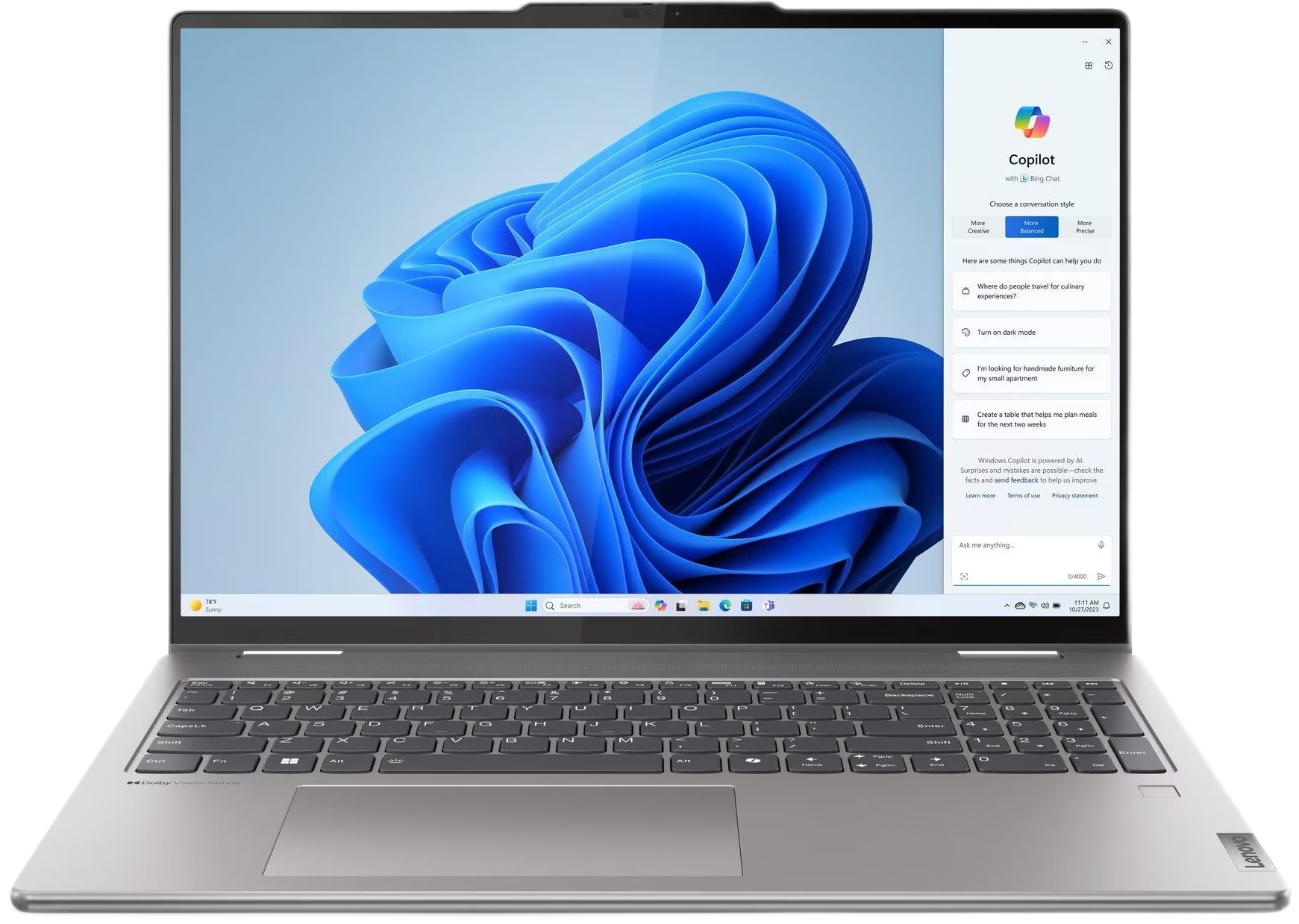 Lenovo Yoga 7 2-in-1 16AHP9 16"(1920x1200 IPS)/Touch/AMD Ryzen 7 8840HS(3.8Ghz)/16384Mb/512PCISSDGb/noDVD/Int:AMD Radeon 780M/Cam/BT/WiFi/71WHr/war 1y/1.99kg/arctic grey/Win11Home_ENG + 65W