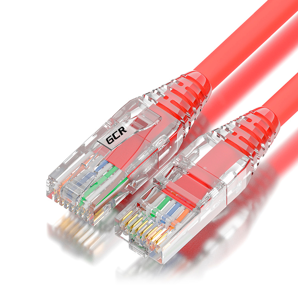 GCR Патч-корд 1.5m LSZH UTP кат.5e, красный, коннектор ABS, 24 AWG, ethernet high speed 1 Гбит/с, RJ45, T568B