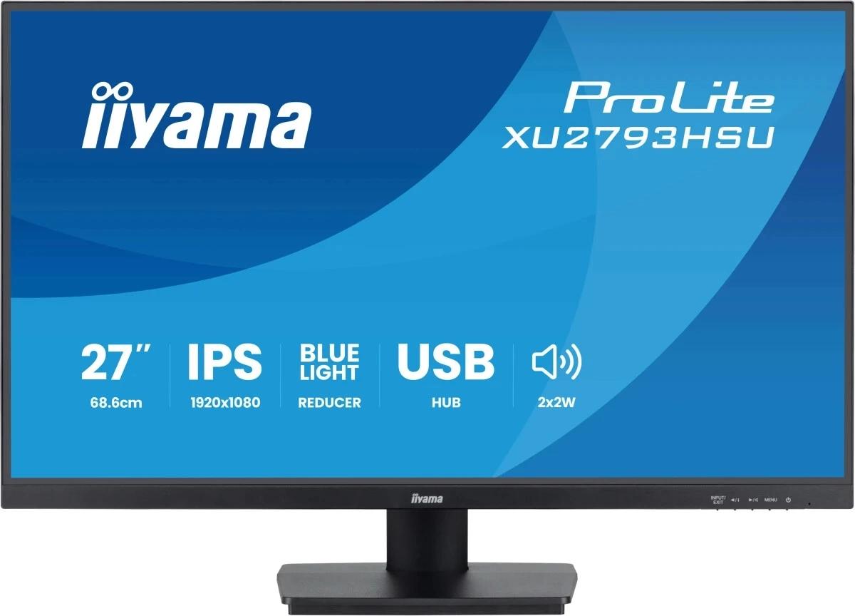 LCD IIYAMA 27'' XU2793HSU-B7 {IPS 1920х1080 100Hz 1ms 8bit(6bit+FRC) 300cd 178/178 1300:1 HDMI2.0 DisplayPort1.2 2xUSB2.0 2x2W 2x2W VESA}