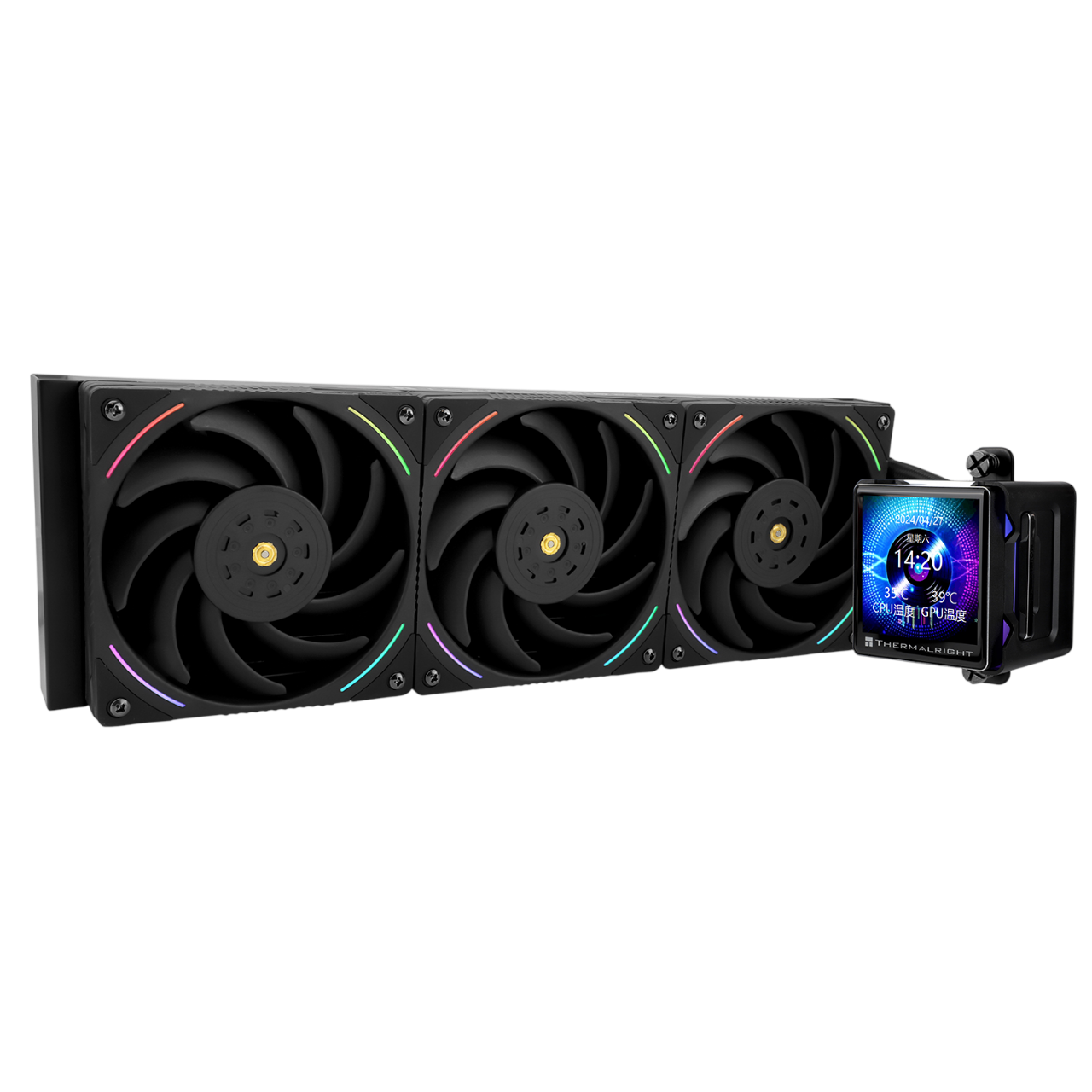 Система жидкостного охлаждения/ Water Cooling System Thermalright Elite Vision 360 (360mm, LED, Black, ARGB/ Fans: 3x120mm, 69CFM, 27dBA, 2150RPM/ Pump height 63mm, Rad thickness 27mm/ S: 1700, 1200, 1851, 115X, 2011, 2066, AM5, AM4)