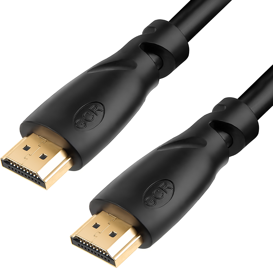 GCR Кабель 0.3m HDMI Ultra HD 4K 60Hz, Full HD, 3D, черный, 24K GOLD, 30/30 AWG, 2 Х экран
