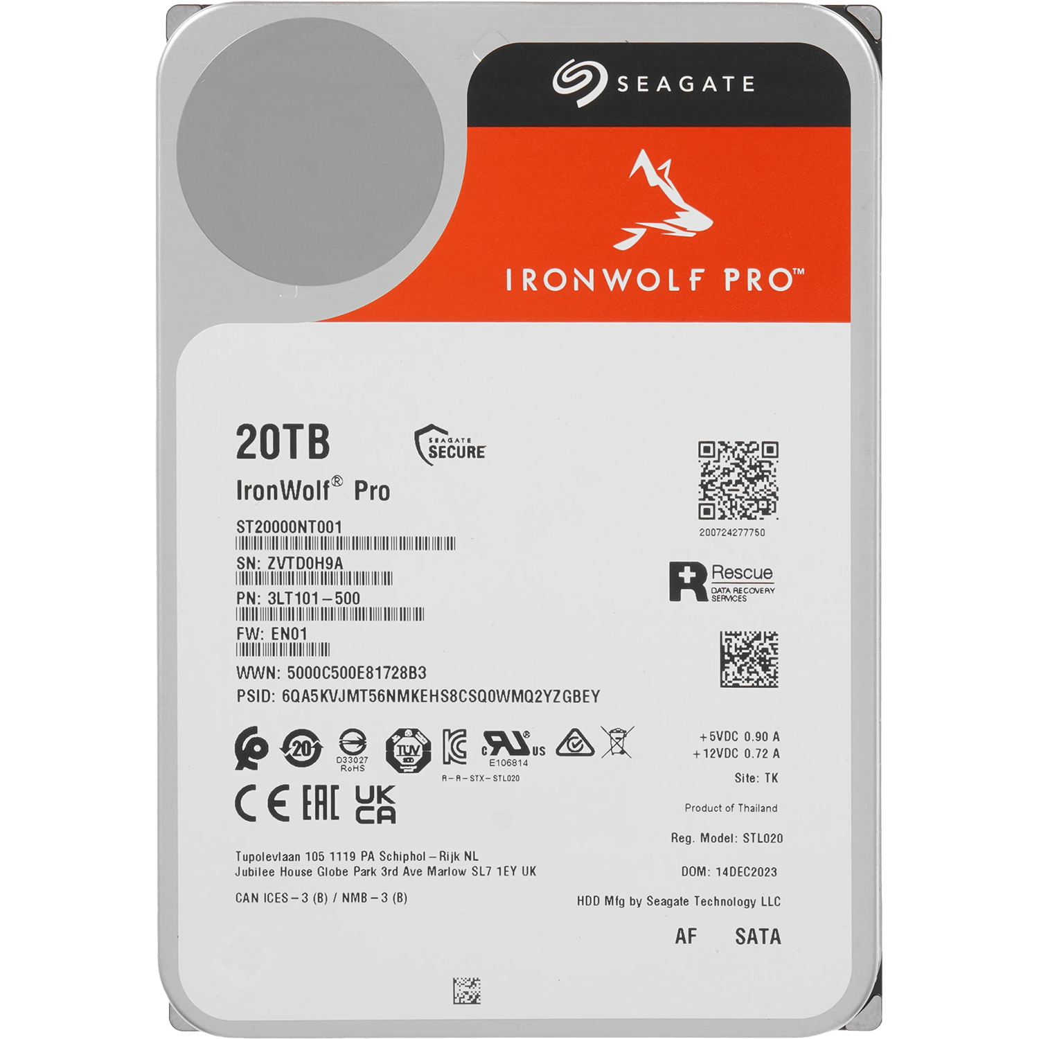 20TB Seagate Ironwolf Pro (ST20000NT001) {SATA 6 Гбит/с, 7200 rpm, 256mb buffer, для NAS}