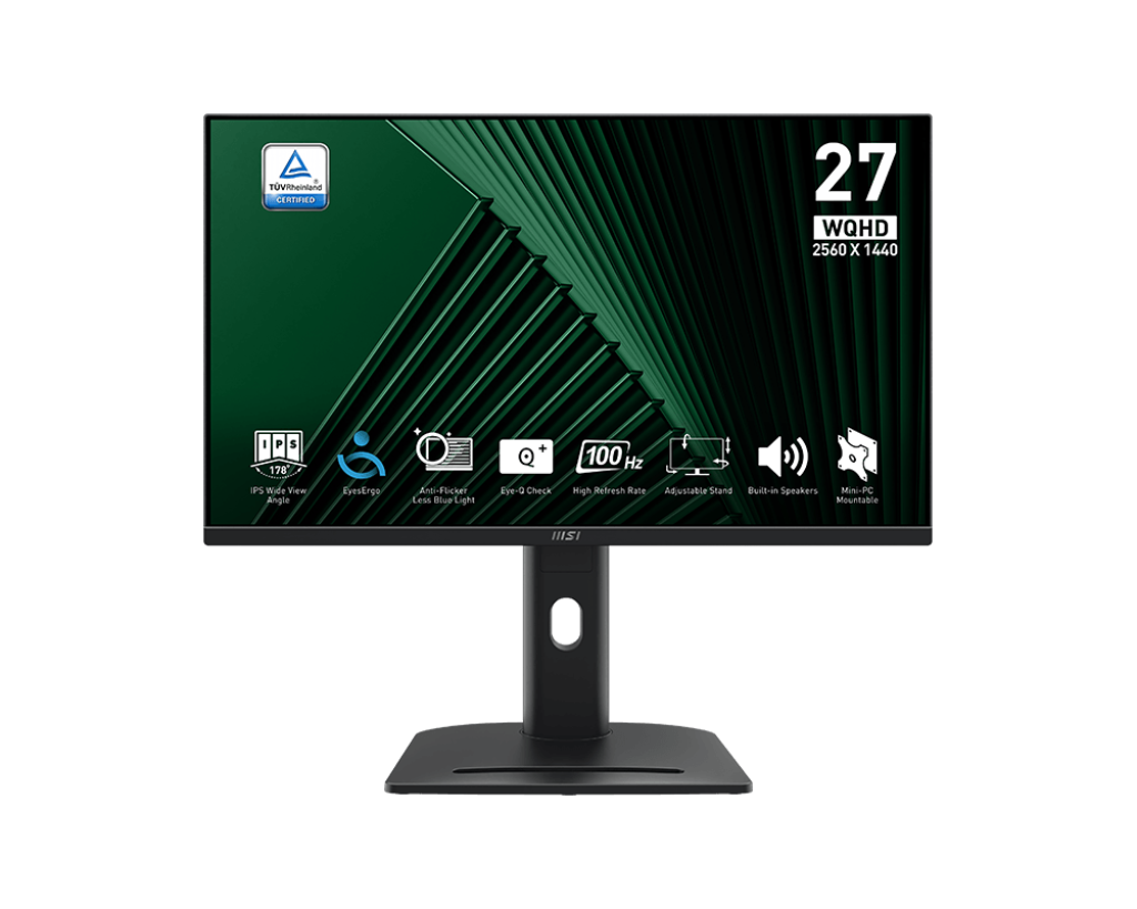 MSI PRO 27" MP275QPG {IPS 2560x1440 100Hz 4ms 300cd 2xHDMI DisplayPort Speakers HAS Pivot VESA} [9S6-3PC39M-069]
