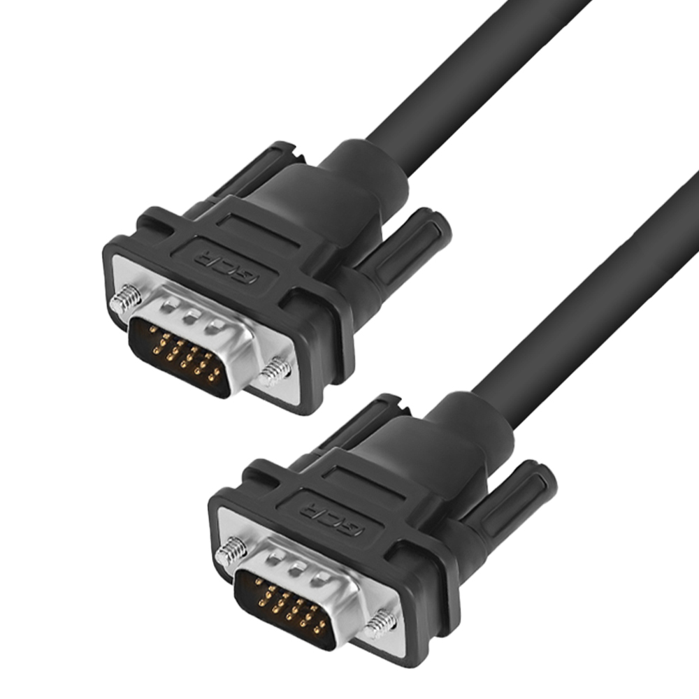 GCR Кабель SVGA 1.8m чёрный, медь, позолоченные контакты, OD6.0mm, 15M / 15M, 28/28 AWG, двойной экран