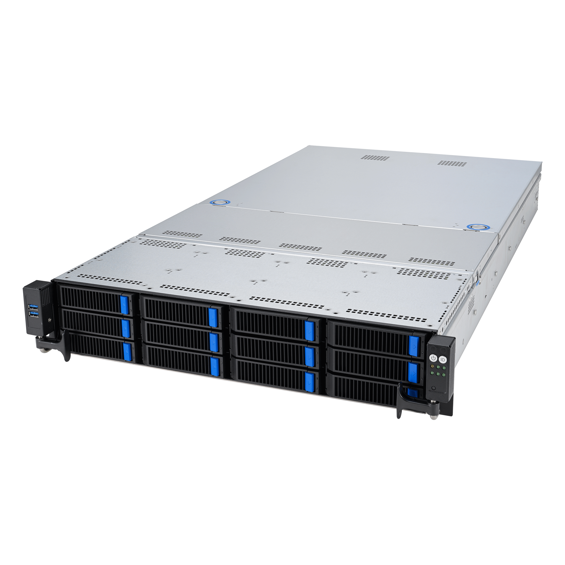 Серверная платформа/ ASUS RS521A-E12-RS12U, 2U, 1 x SP5 (LGA 6096) 4th/5th gen AMD EPYC (STD HS up to 400W), 24 x DIMM slots DDR5 (6400/5600 with 9005 series, 4800 with 9004 series), Up to 5xPCIe Gen