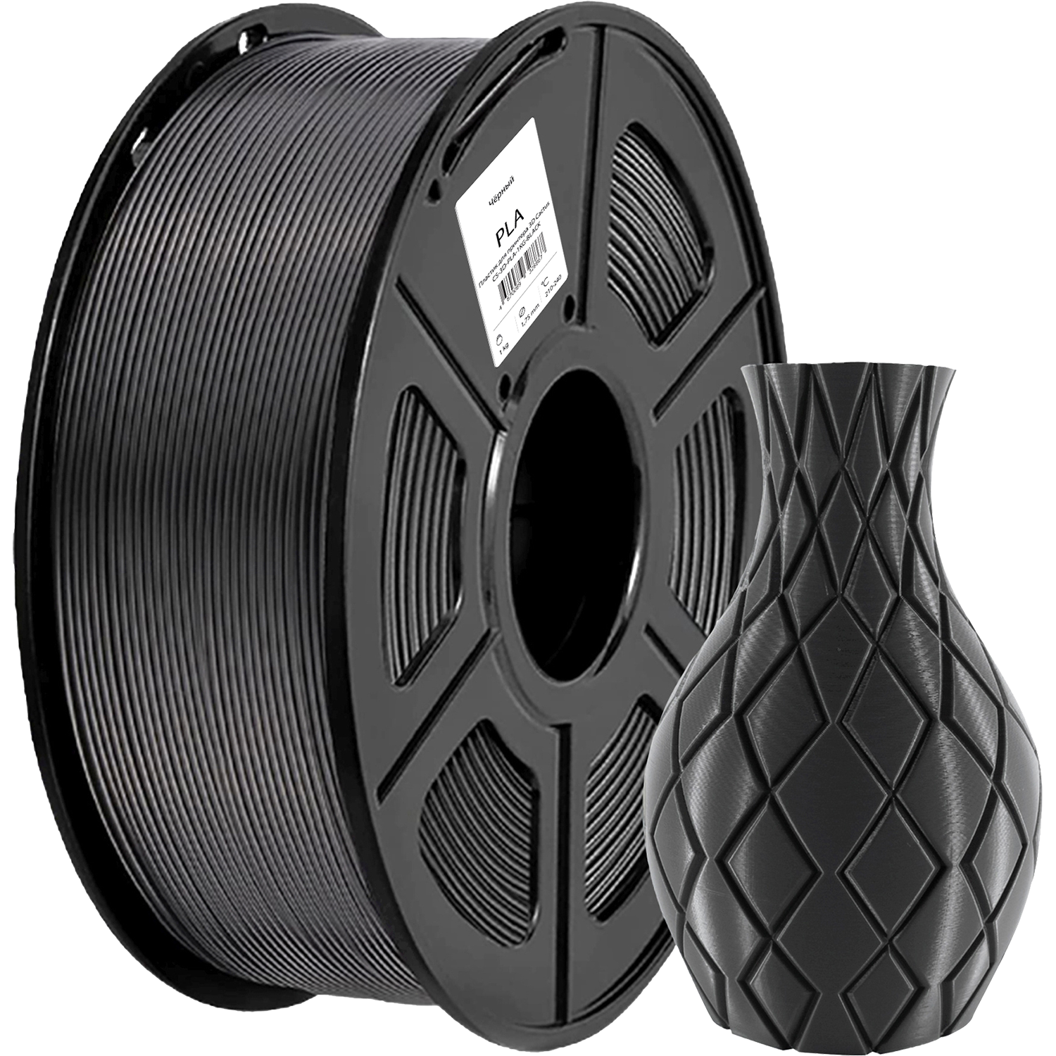 -/ Пластик для принтера 3D Cactus CS-3D-PLA-1KG-BLACK PLA d1.75мм 1кг L326м 1цв.