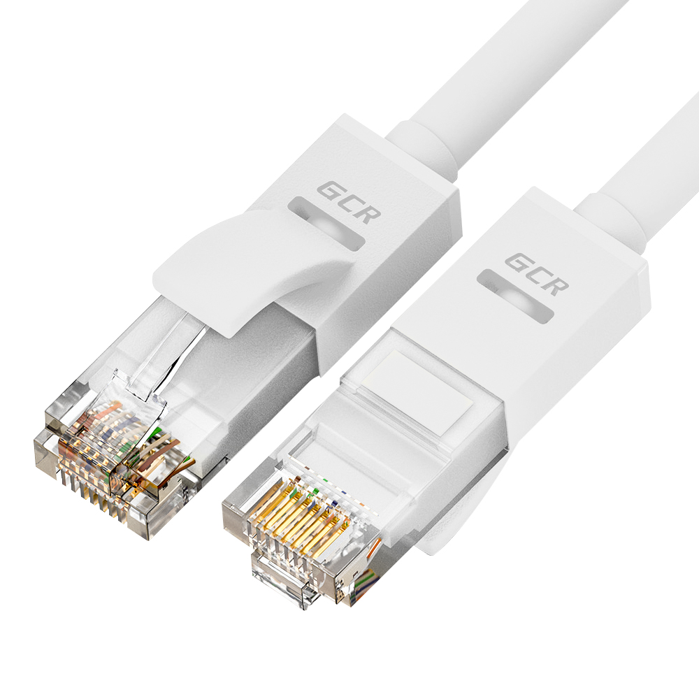 GCR Патч-корд прямой 3.0m UTP кат.5e, белый, 24 AWG, литой, ethernet high speed 1 Гбит/с, RJ45, T568B
