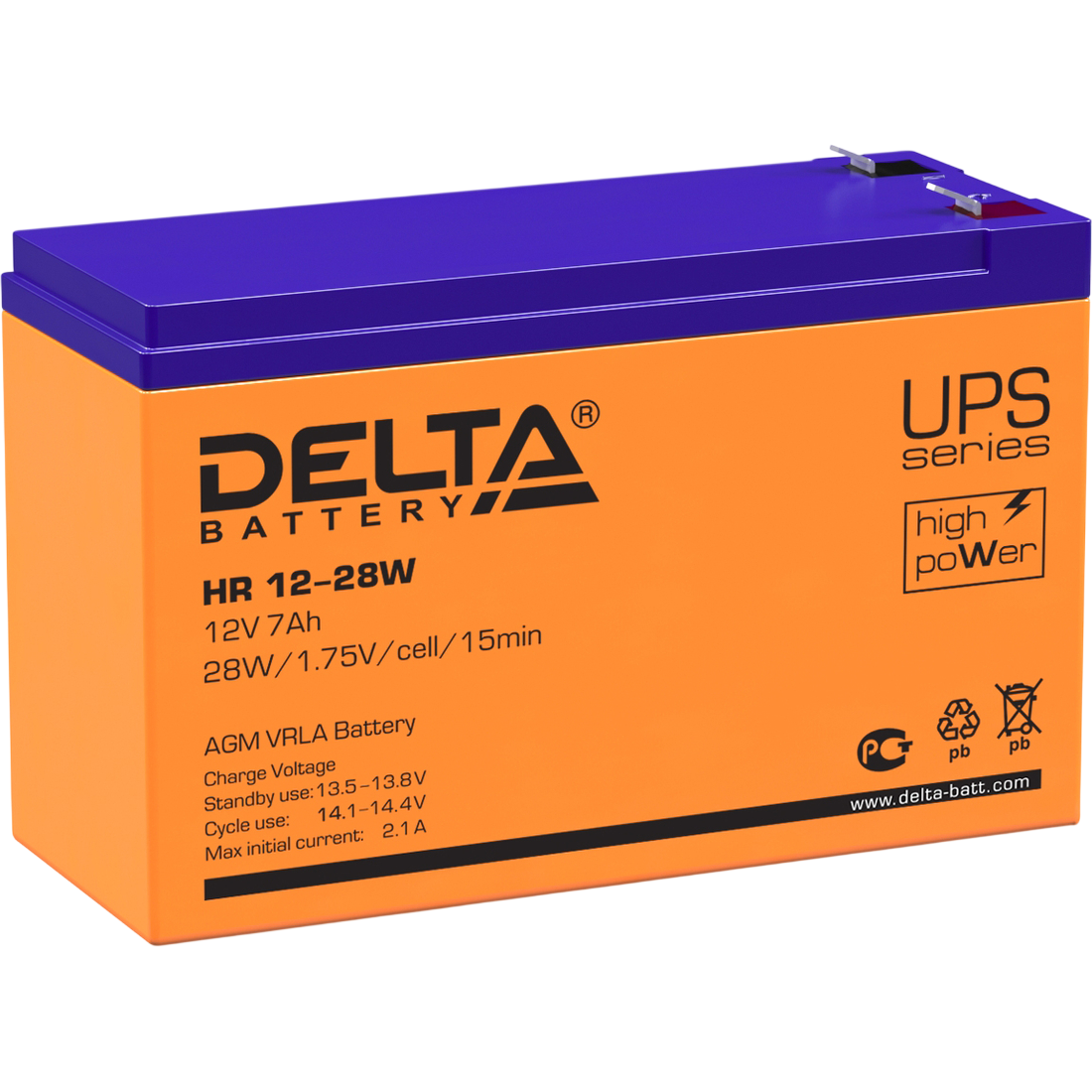 Delta HR 12-28W (7 А\ч, 12В) свинцово- кислотный аккумулятор