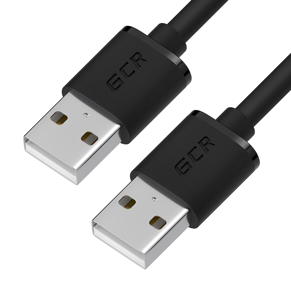 GCR Кабель 2.0m USB AM/AM, черный, 28/28 AWG, медь, морозостойкий