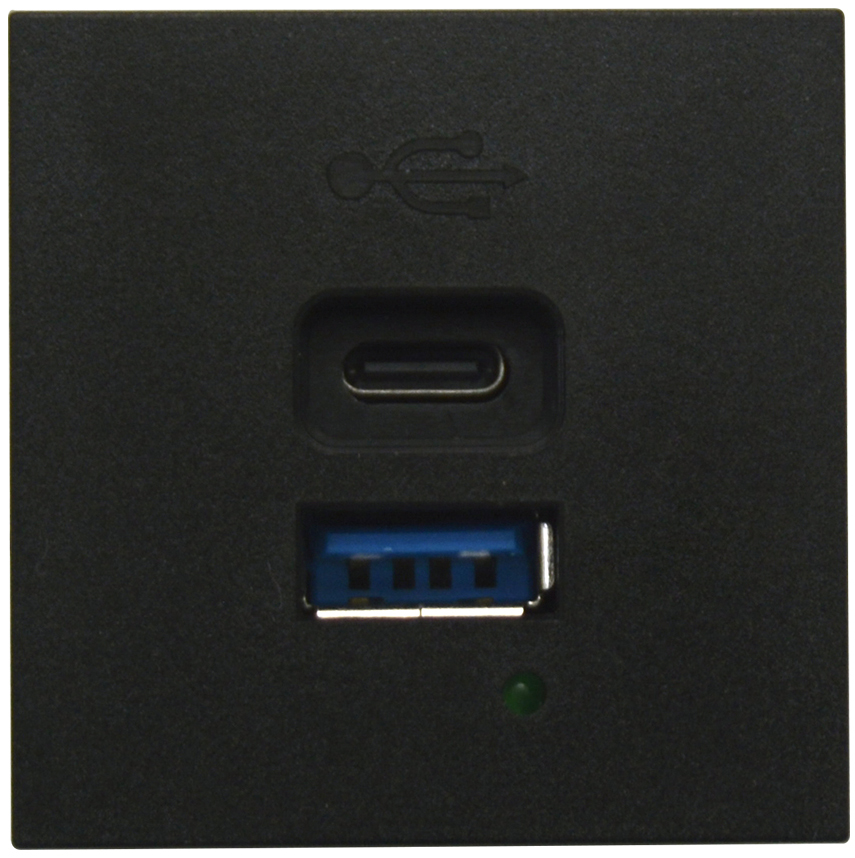 Donel USB зарядное устройство, 3A , 65W, Type A + C, 2 мод., черн. матовая (45х45мм)
