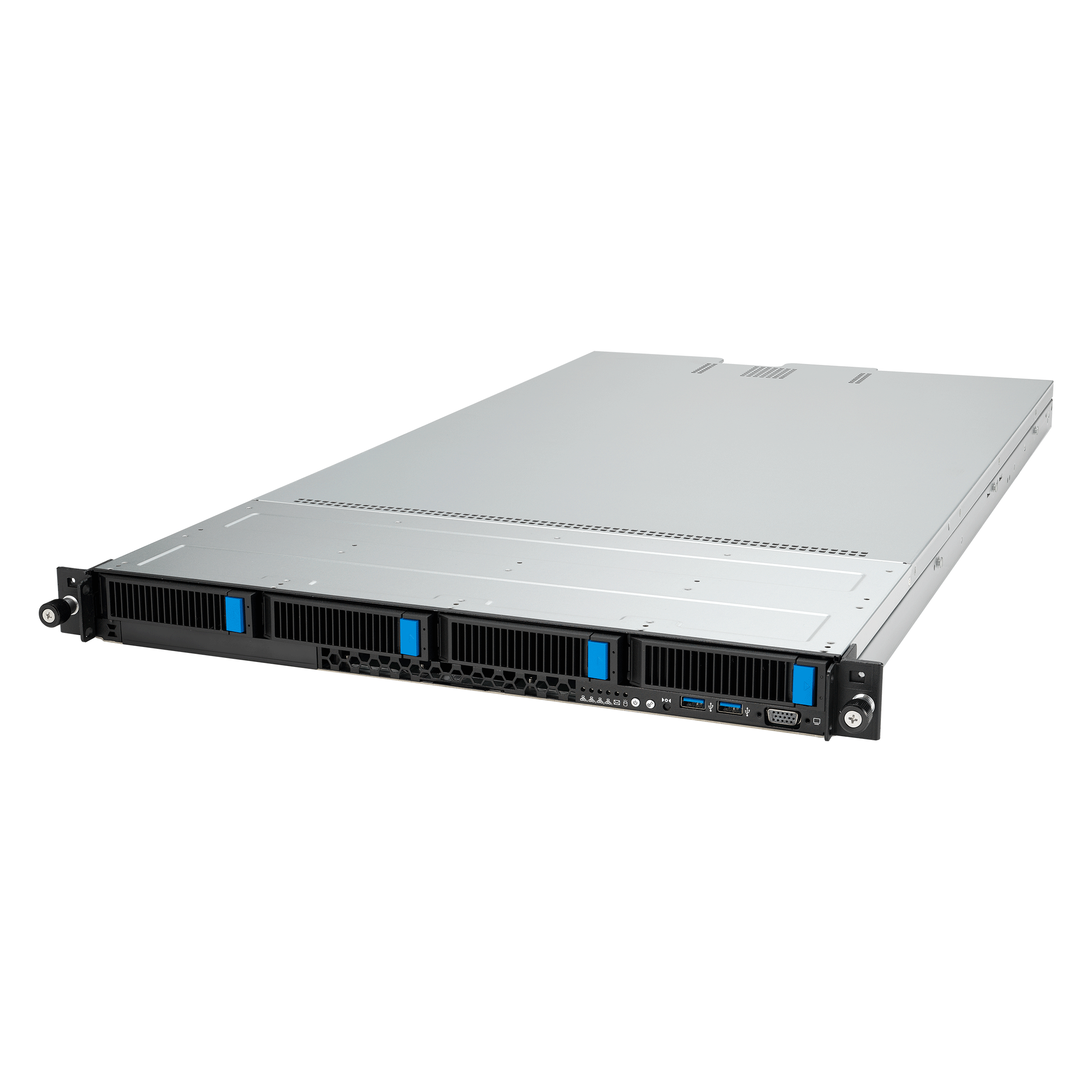 Серверная платформа/ ASUS RS501A-E12-RS4, 1U, 1x SP5 (LGA 6096) 400W, 24x DIMM DDR5 6400/4800, 4x 3.5'' SATA/SAS, 2x M.2 SATA/NVME x4 22110, 3x PCIe x16+ 1x OCP3.0 x16, 1x 2-port 1GbE Intel I350 LAN, up to 2 single-slot GPU cards, 1+1 1600W