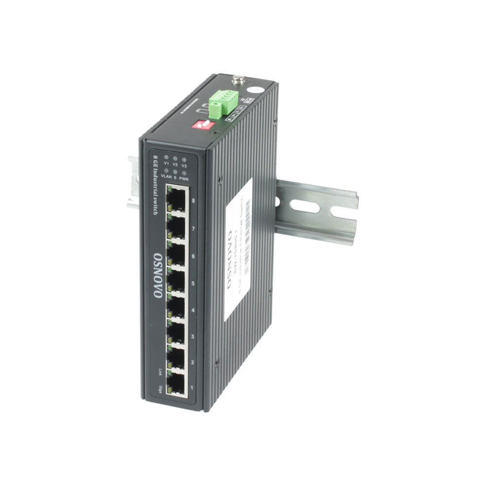 Коммутатор/ OSNOVO SW-70800-I Промышленный коммутатор Gb Ethernet на 8 портов, 8*10/100/1000Base-T, встроенная грозозащита 6кВ, БП в комплект НЕ входит, монтаж на DIN-рейку (крепление в комплекте)