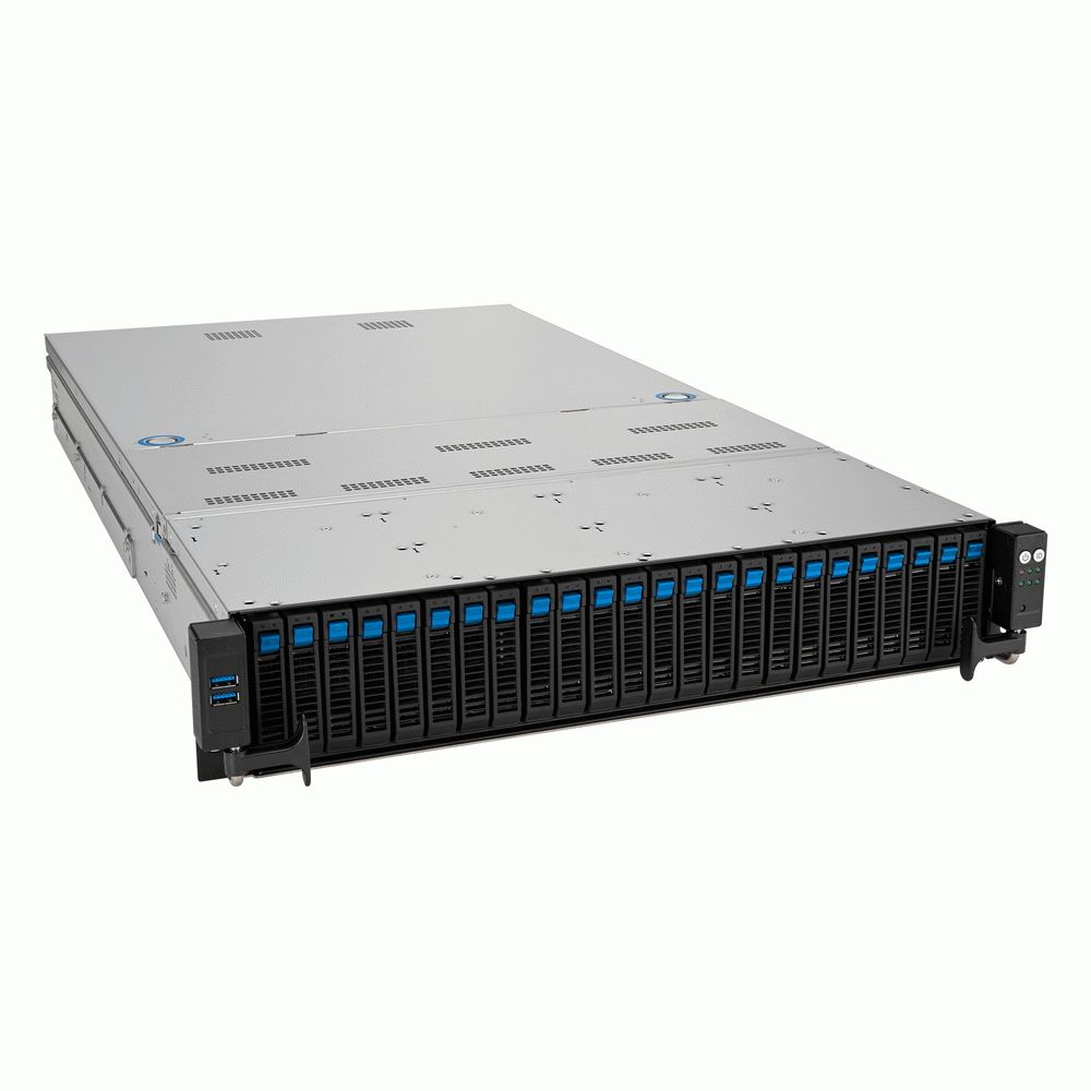 Серверная платформа/ ASUS RS720A-E12-RS24U, 2U, 2 x LGA 6096, AMD EPYC 9004 (400W), 24 x DDR5 4800/4400, 16NVMe + 8NVMe/SATA/SAS*, 9 PCIe Gen5 slots, 1 x 2-Port 10GbE Intel X710-AT2 LAN, 1+1 2600W