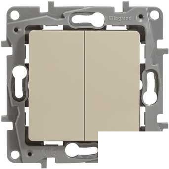 Legrand 672302 Выключатель двухклавишный - Etika - 10 A - 250 В~ - слоновая кость