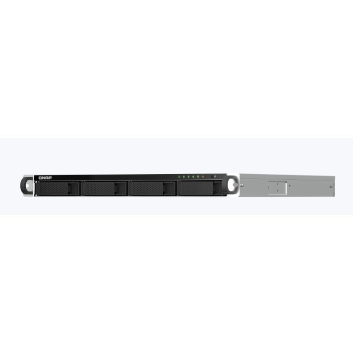 QNAP TS-464U-4G NAS 4 HDD trays, rackmount 1U, 1 PSU. 4-core Intel Celeron N5105/N5095 up to 2.9 GHz, 4 GB RAM (1 x 4 GB) up to 16 GB (2 x 8GB), 2.5 Gigabit Ethernet x 2, 4xUSB, 1xHDMI . PCIe Gen 3 x2