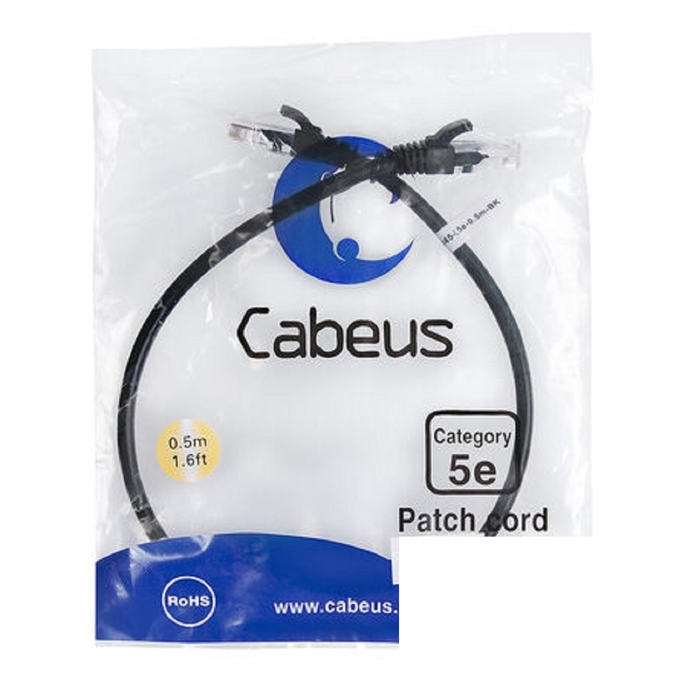 Cabeus PC-UTP-RJ45-Cat.5e-0.5m-BK Патч-корд UTP, категория 5e, 0.5 м, неэкранированный, черный
