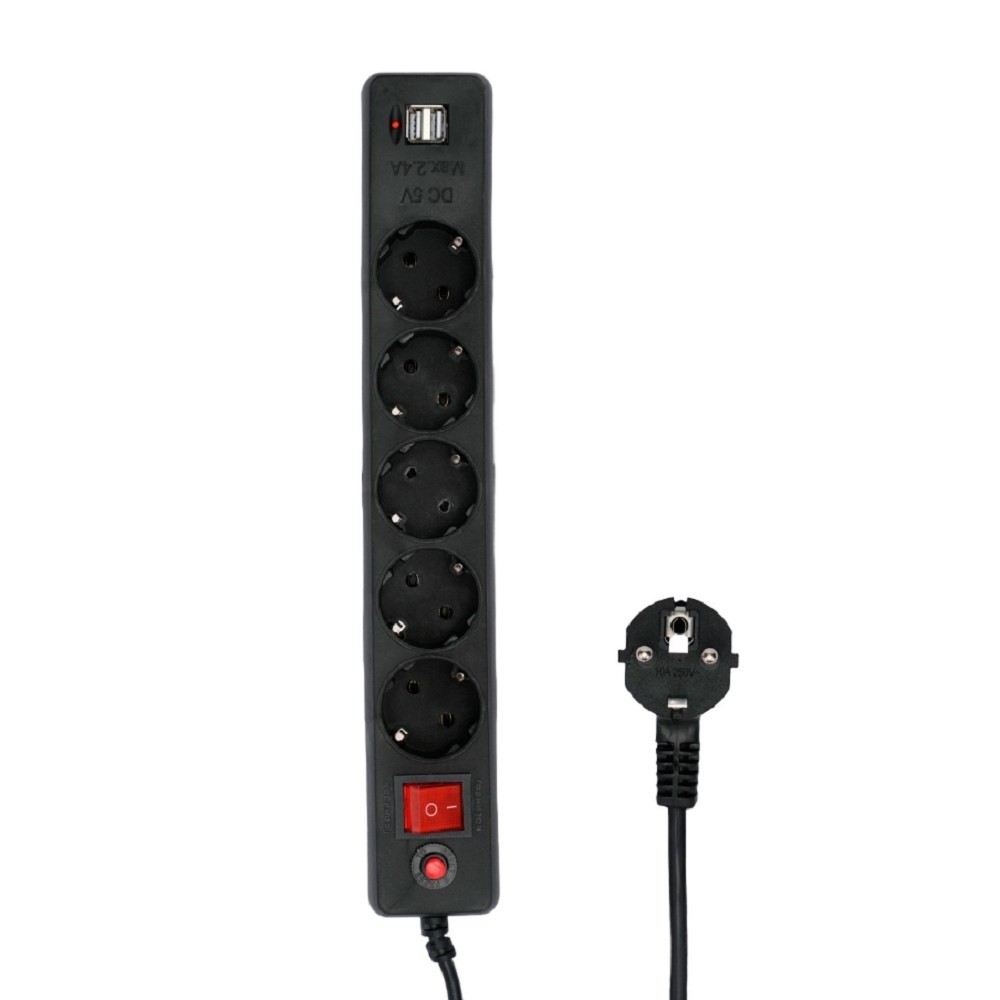 Гарнизон Сетевой фильтр для ИБП ECL-5-U2-B-1.8 5р, 10А, 2xUSB, 1.8м, ур.защиты 4, черный, пакет (22437)